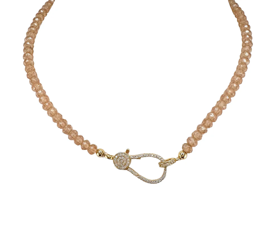 Harper Crystal Necklace, Peach Puff