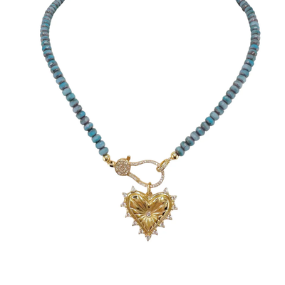 Stacy Fan Heart Charm, Gold
