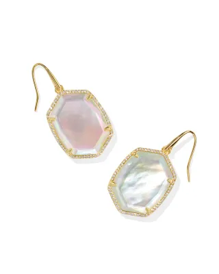 Kendra Scott Daphne Pave Frame Earrings, Gold/Iridescent Ivory
