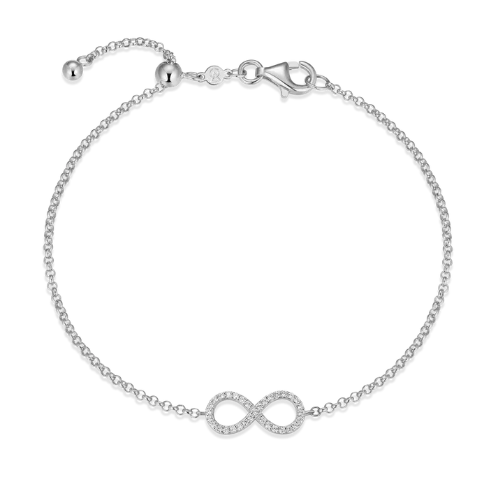 Infinity Bolo Bracelet with Lab-Created Diamonds, Silver