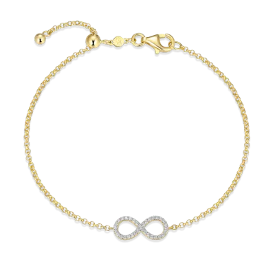 Infinity Bolo Bracelet with Lab-Created Diamonds, Gold