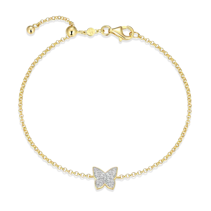 Butterfly Bolo Bracelet with Lab-Created Diamonds, Gold