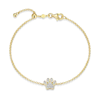 Paw Print Bolo Bracelet with Lab-Created Diamonds, Gold