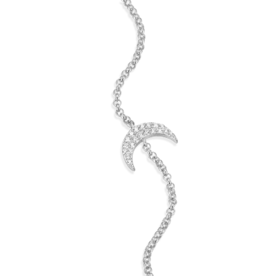 Crescent Moon Bolo Bracelet with Lab-Created Diamonds, Silver