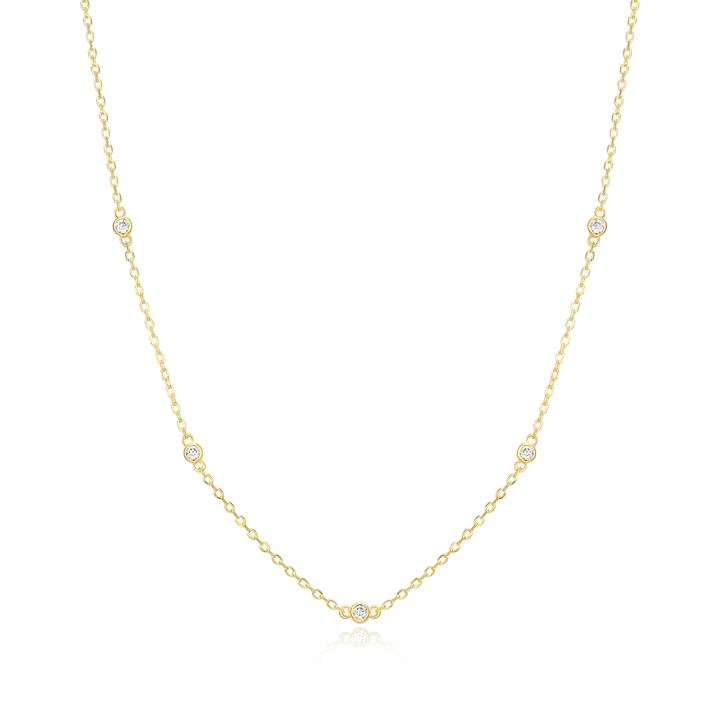 Bezel Station Necklace with Lab-Created Diamonds, Gold
