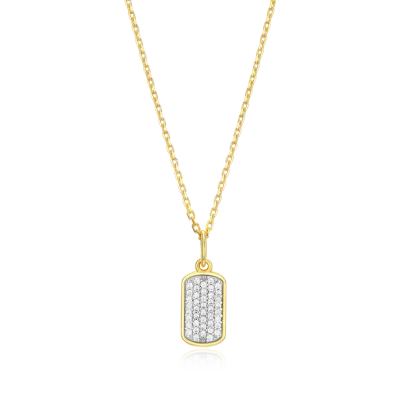 Mini Tag Necklace with Lab-Created Diamonds, Gold