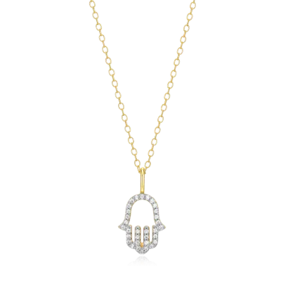 Hamsa Necklace with Lab-Created Diamonds, Gold