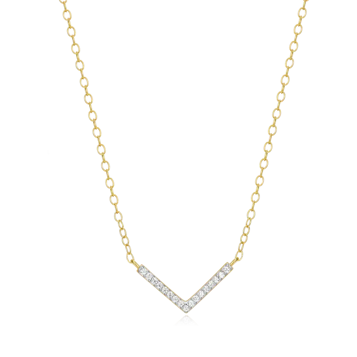 Chevron Necklace with Lab-Created Diamonds, Gold