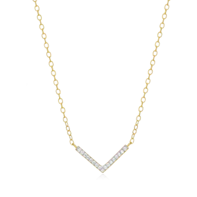 Chevron Necklace with Lab-Created Diamonds, Gold