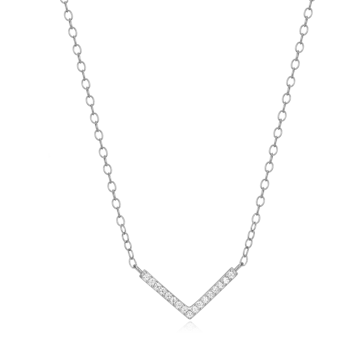 Chevron Necklace with Lab-Created Diamonds, Silver