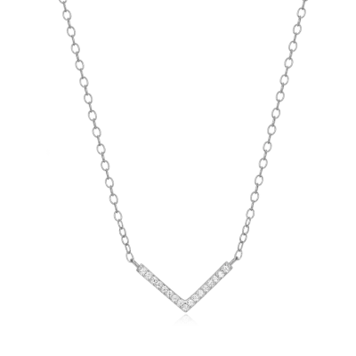 Chevron Necklace with Lab-Created Diamonds, Silver