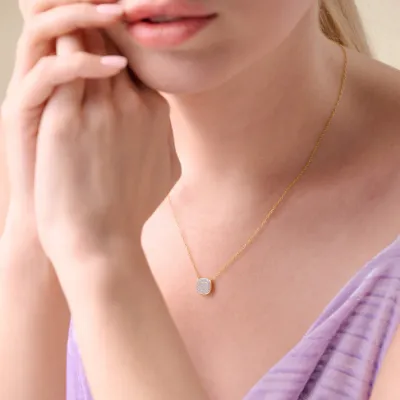 Heart Emblem Necklace with Lab-Created Diamonds, Gold