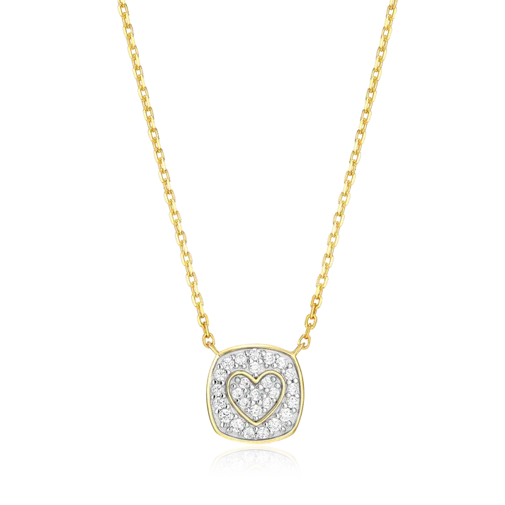 Heart Emblem Necklace with Lab-Created Diamonds, Gold