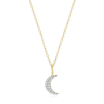 Crescent Moon Necklace with Lab-Created Diamonds, Gold
