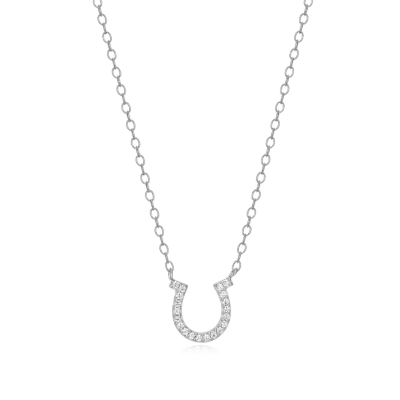 Horseshoe Necklace with Lab-Created Diamonds, Silver
