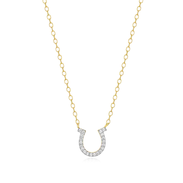 Horseshoe Necklace with Lab-Created Diamonds, Gold