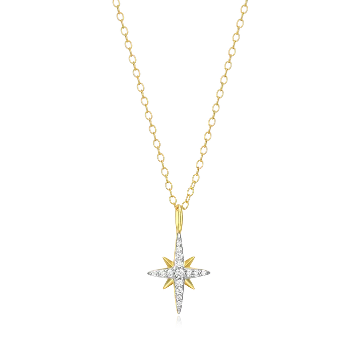 Cardinal Points Necklace with Lab-Created Diamonds, Gold