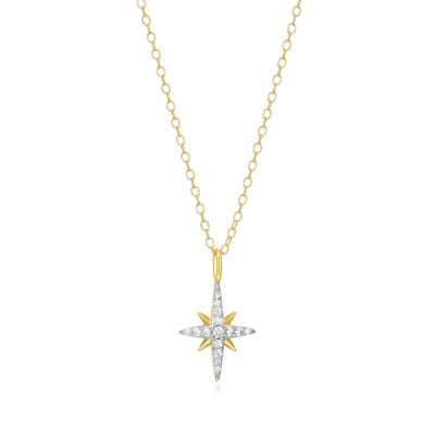Cardinal Points Necklace with Lab-Created Diamonds, Gold