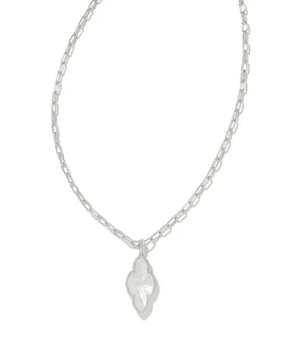 Kendra Scott Abbie Long Pendant Necklace, Silver/Ivory MOP