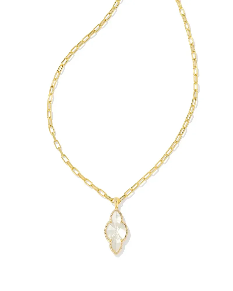 Kendra Scott Abbie Long Pendant Necklace, Gold/Ivory Mother-of-Pearl