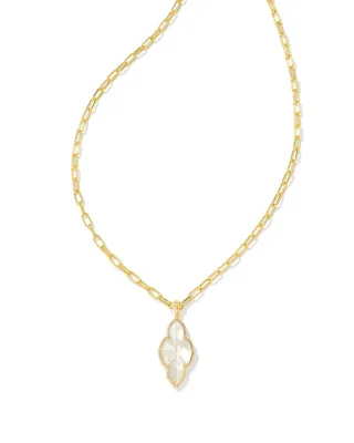 Kendra Scott Abbie Long Pendant Necklace, Gold/Ivory Mother-of-Pearl