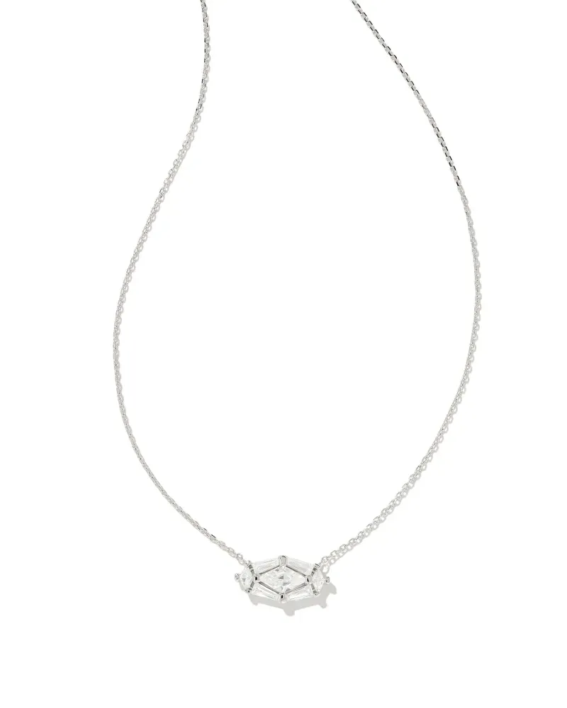 Kendra Scott Lindy Rae Necklace, Silver/Clear Crystal