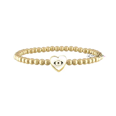 Sandi Enamel Heart Evil Eye Bracelet, White