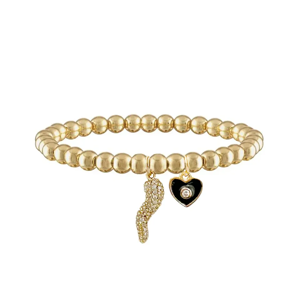 Brandi Heart Horn Bracelet, Black