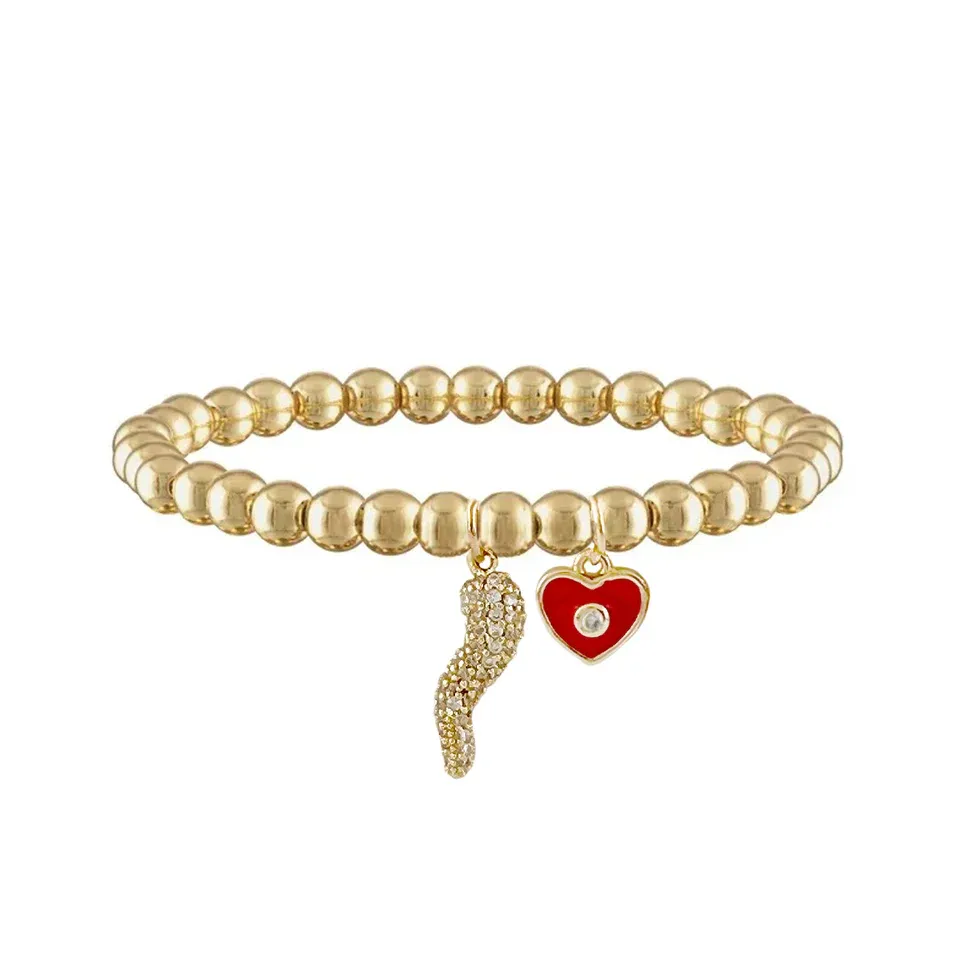 Brandi Heart Horn Bracelet, Red