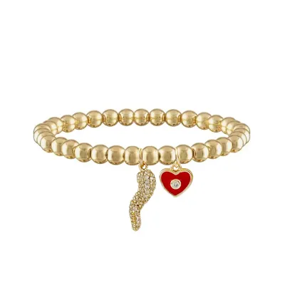 Brandi Heart Horn Bracelet, Red