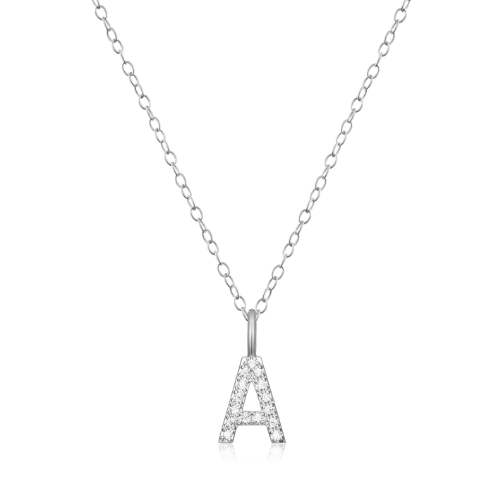 Initial Necklace with Lab-Created Diamonds, Silver