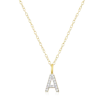 Initial Necklace with Lab-Created Diamonds, Gold