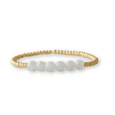 Lenny &amp; Eva Gilded Gold Bracelet - White Jade Row