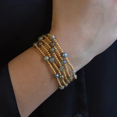 Lenny &amp; Eva Gilded Gold Bracelet - Labradorite Dot