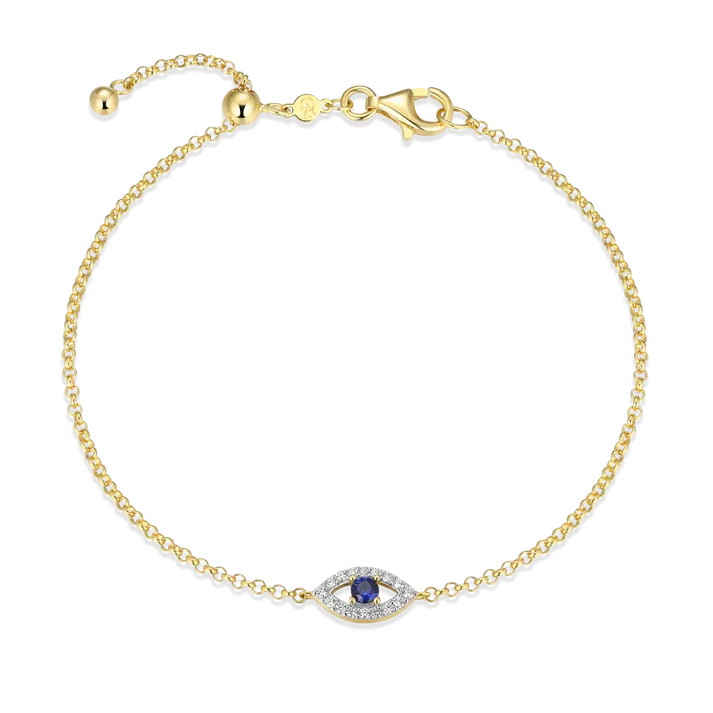 Evil Eye Bolo Bracelet with Lab-Created Diamonds, Gold