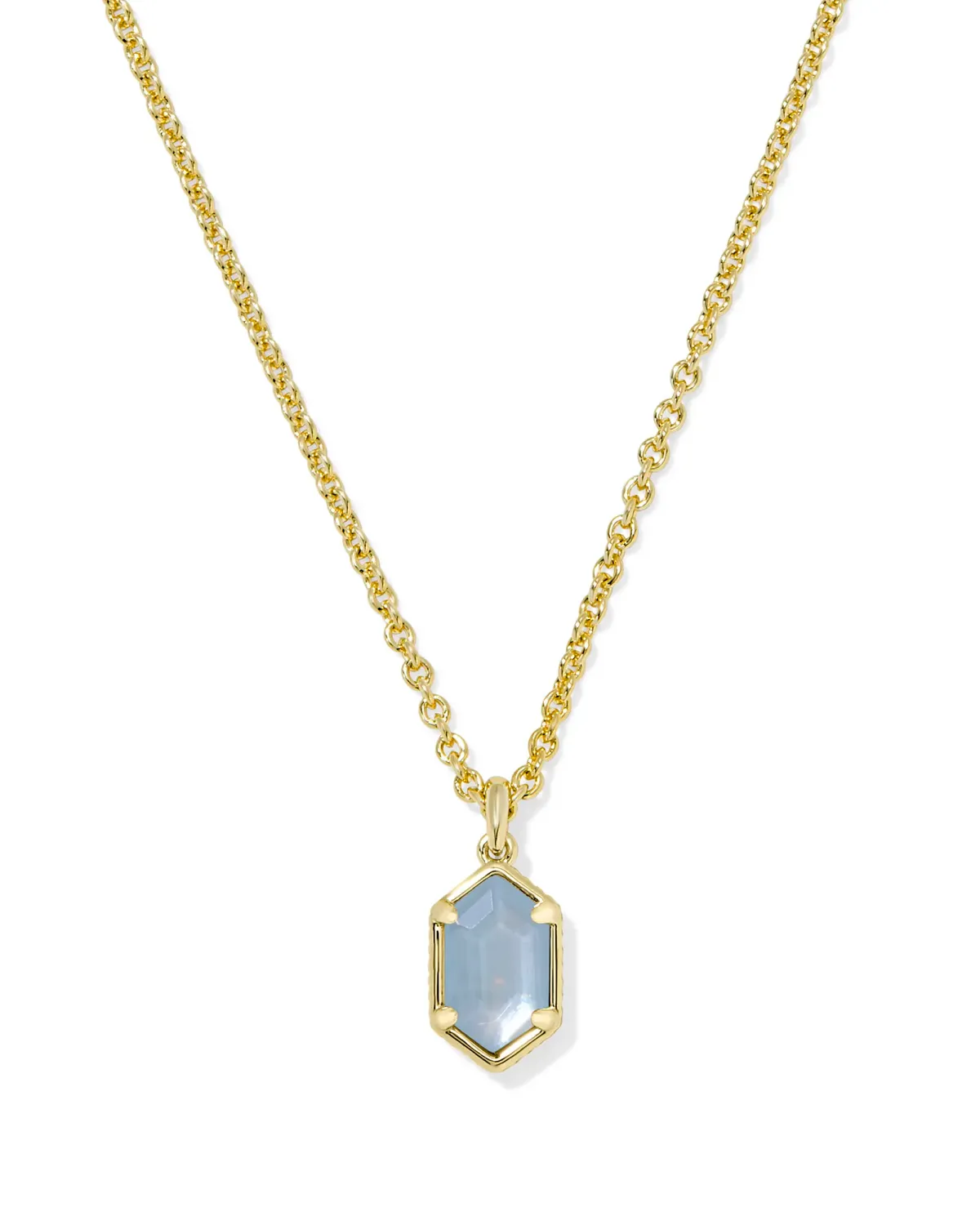 Kendra Scott Hallie Necklace, Gold/Sky Blue Mother-of-Pearl