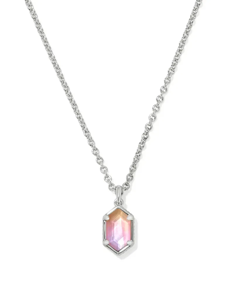 Kendra Scott Hallie Necklace, Silver/Sunrise Watercolor Illusion