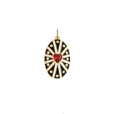 Rani Enamel Heart Charm, Gold