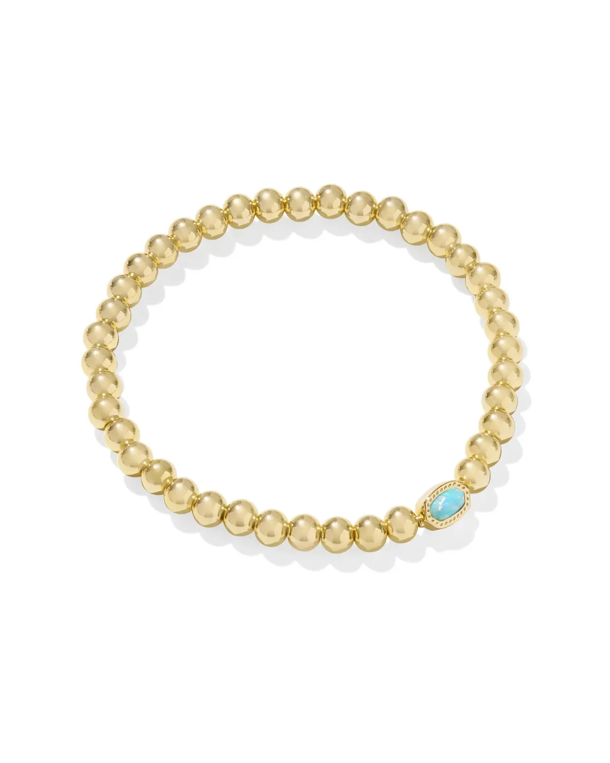 Kendra Scott Mini Elaina Stretch Bracelet, Gold/Light Teal Opal