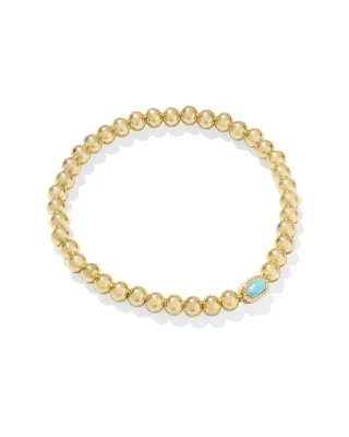 Kendra Scott Mini Elaina Stretch Bracelet, Gold/Light Teal Opal