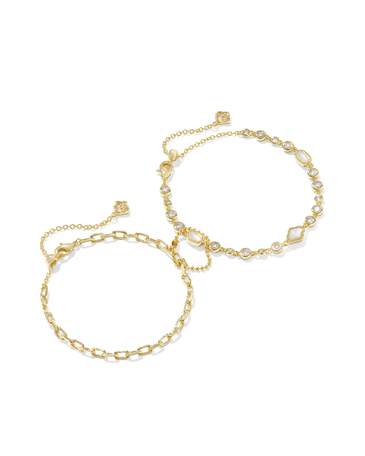 Kendra Scott Mini Elisa Abbie Set of 2 Bracelets, Gold/White Mix
