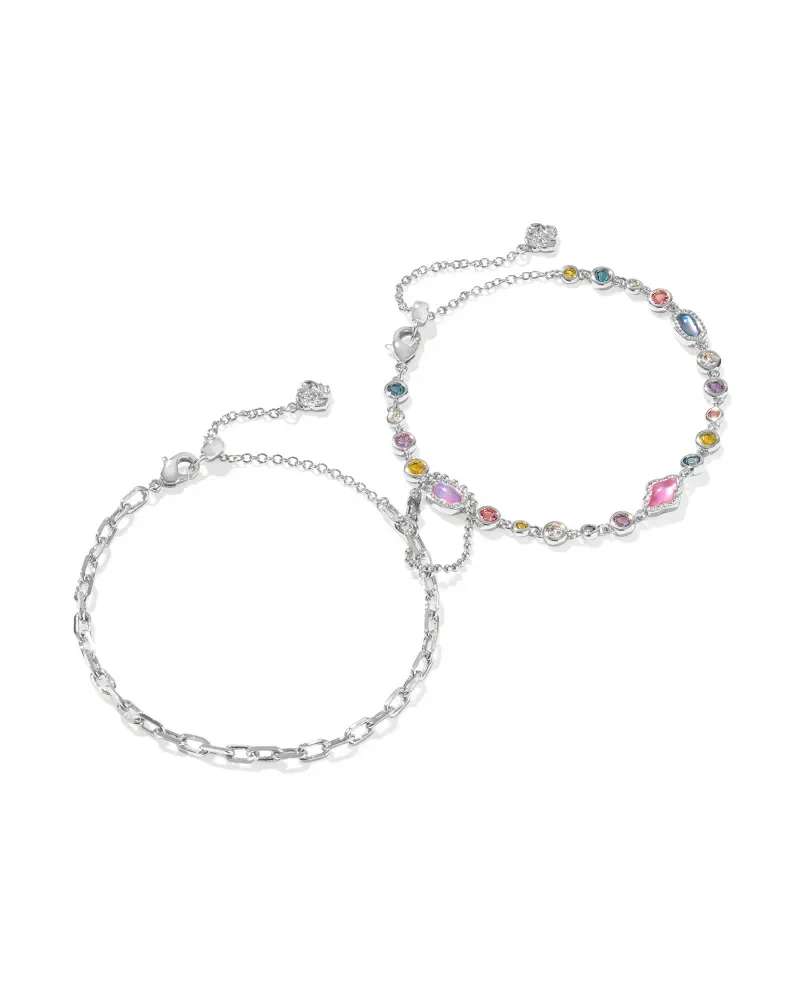 Kendra Scott Mini Elisa Abbie Set of 2 Bracelets, Silver/Multi Mix
