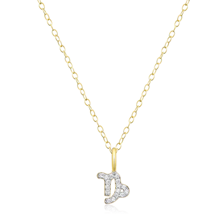 Capricorn Zodiac Necklace with Lab-Created Diamonds, Gold