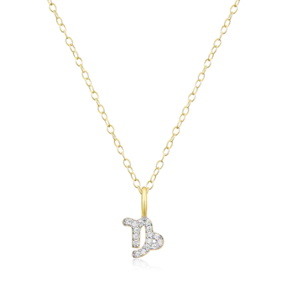 Capricorn Zodiac Necklace with Lab-Created Diamonds, Gold