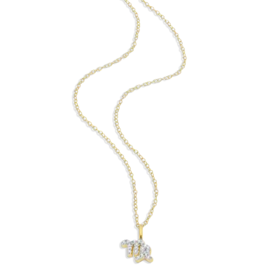 Virgo Zodiac Necklace with Lab-Created Diamonds, Gold