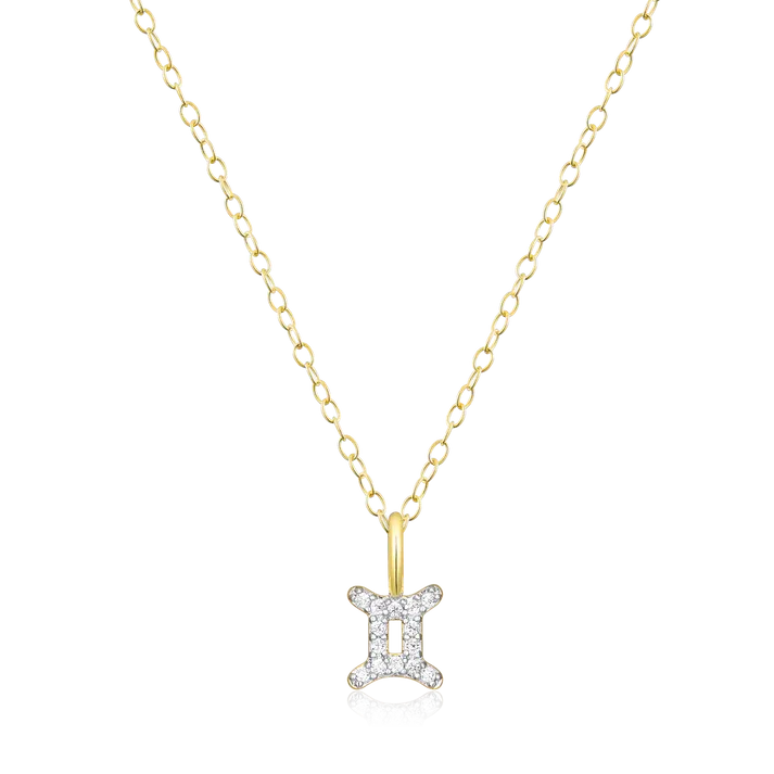 Gemini Zodiac Necklace with Lab-Created Diamonds, Gold