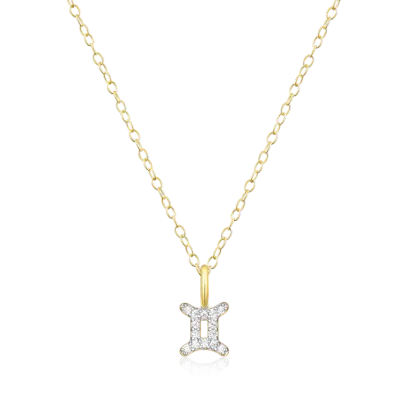 Gemini Zodiac Necklace with Lab-Created Diamonds, Gold