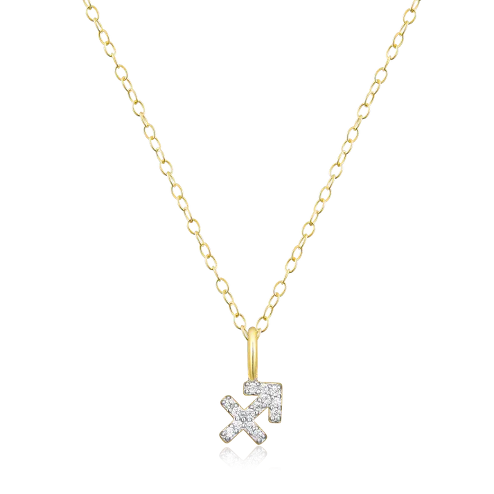 Sagittarius Zodiac Necklace with Lab-Created Diamonds, Gold