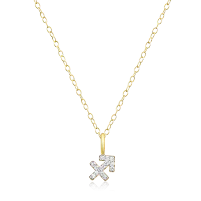 Sagittarius Zodiac Necklace with Lab-Created Diamonds, Gold