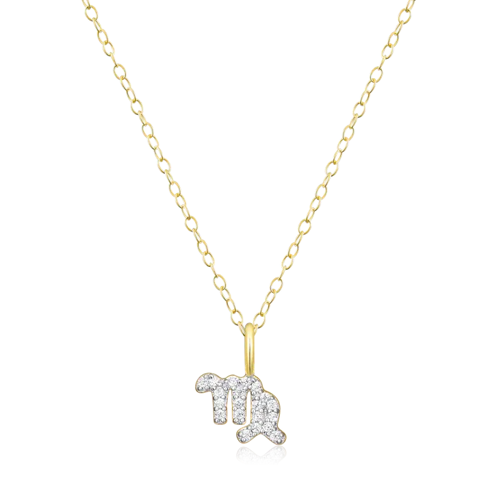 Virgo Zodiac Necklace with Lab-Created Diamonds, Gold